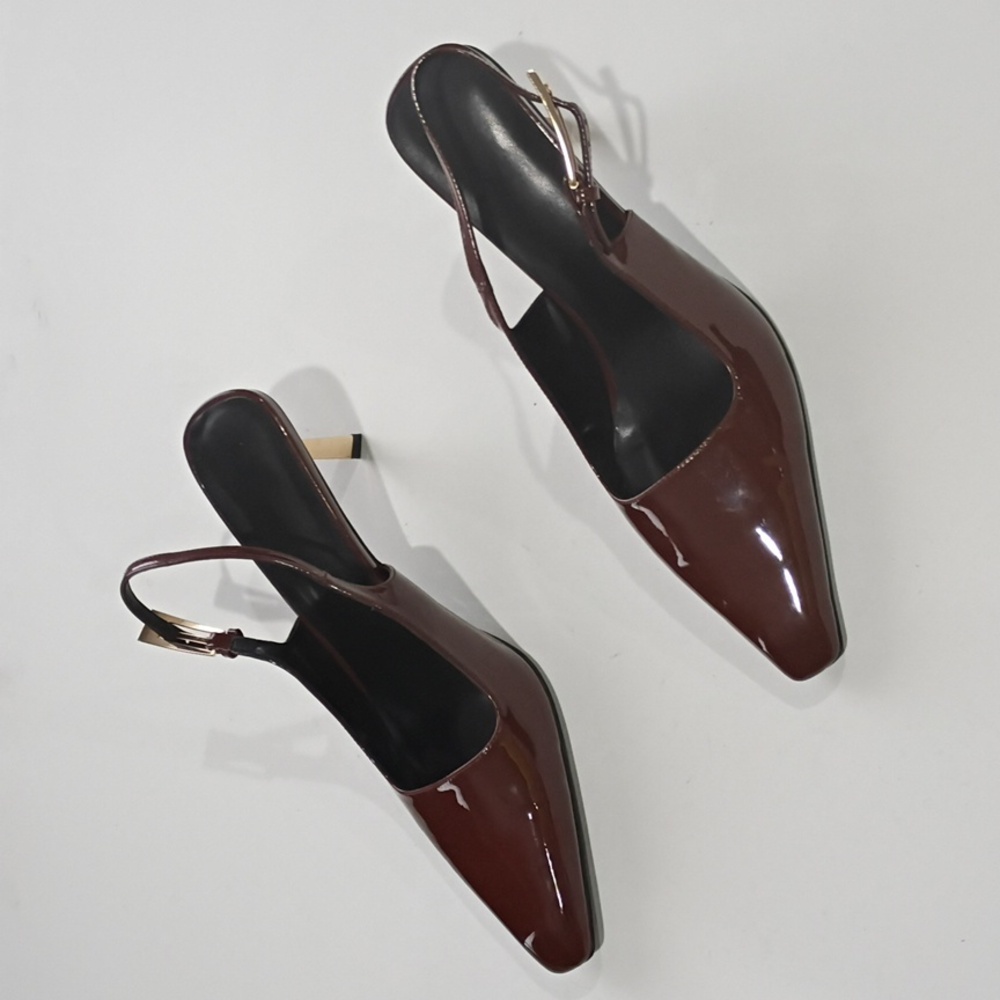 Iiimmu Chic Brown Slingback Heels Size 10 - Picture 12 of 14